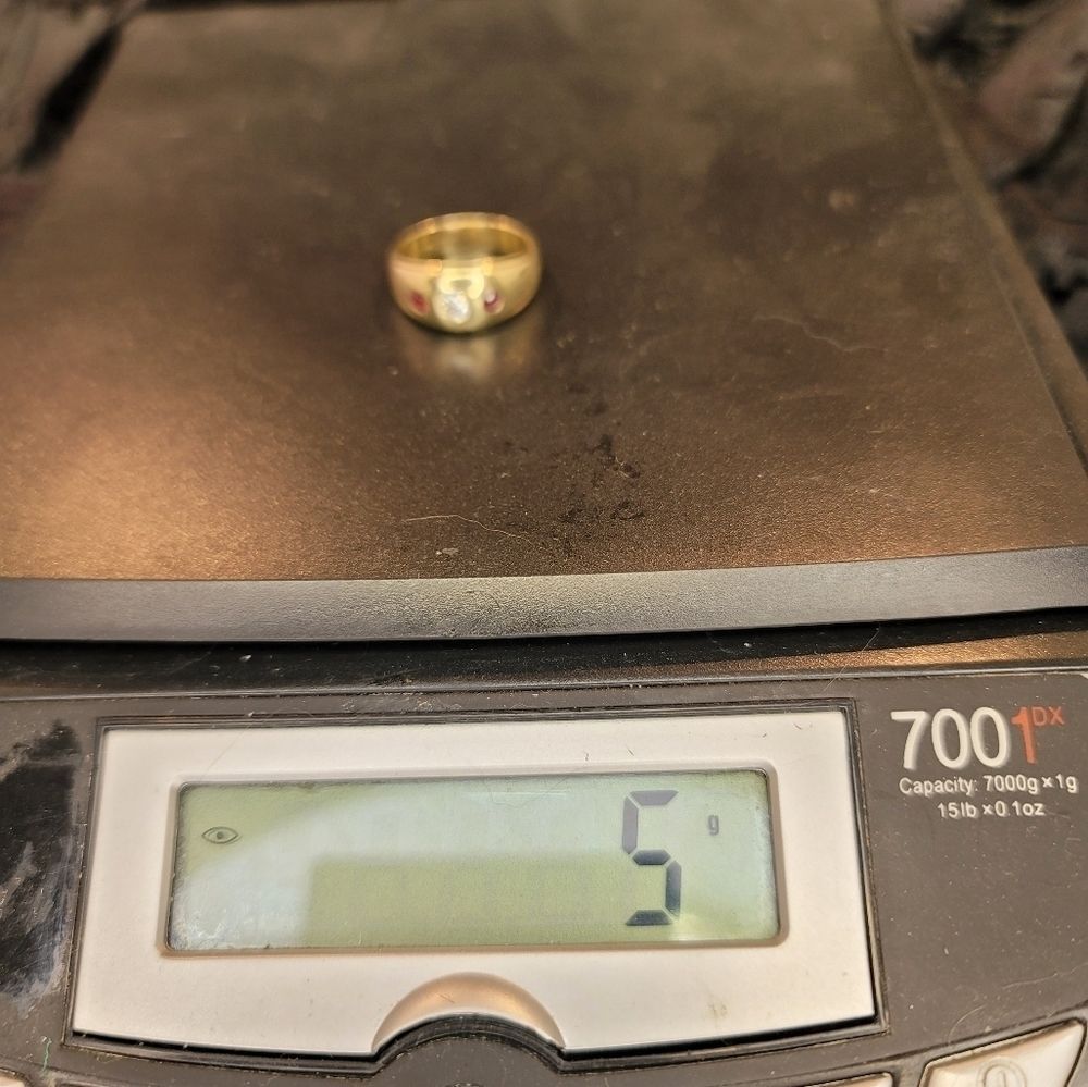 Marked ~ 14k GOLD ~ Natural Diamond 💎 & 2 Nice (Natural ?) Rubies ~ 5 grams Tot - Picture 3 of 16